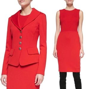 St John Dress & Blazer Set Sleeveless Sheath Dress & 4-Button Milano Knit Blazer